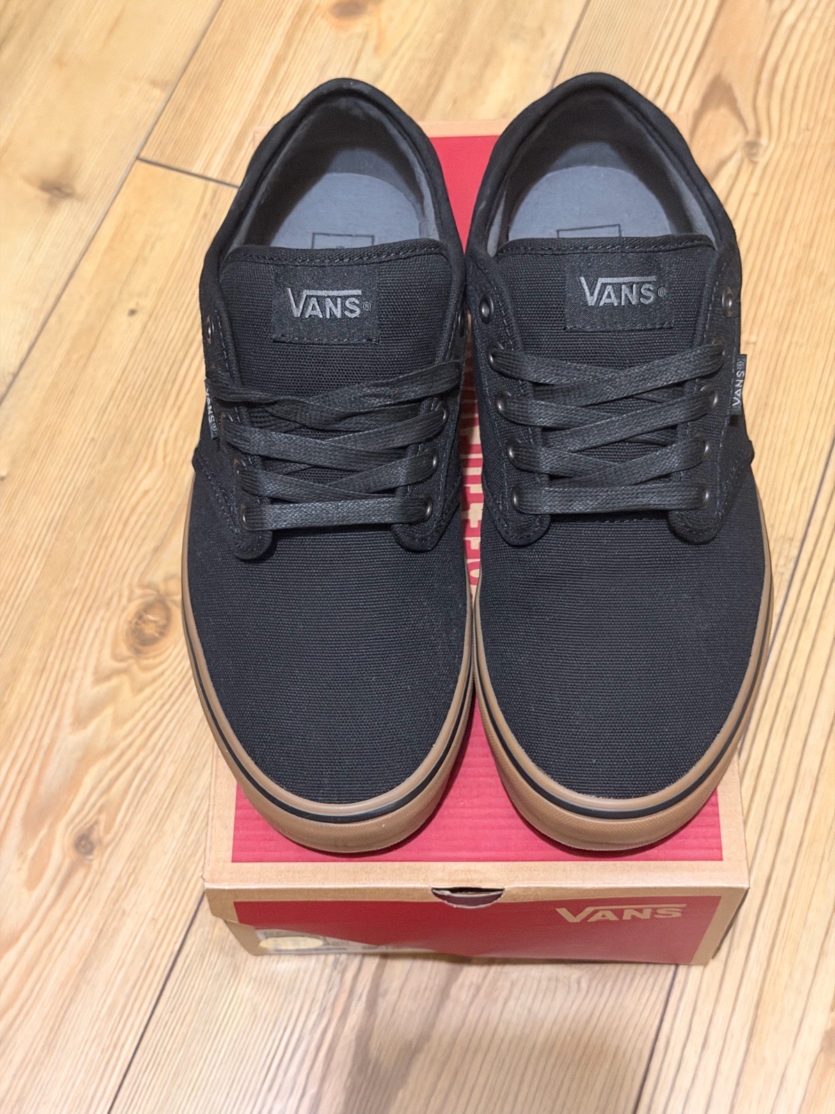 Vans Atwood Black Gum Canvas Trainers UK 8.5 New