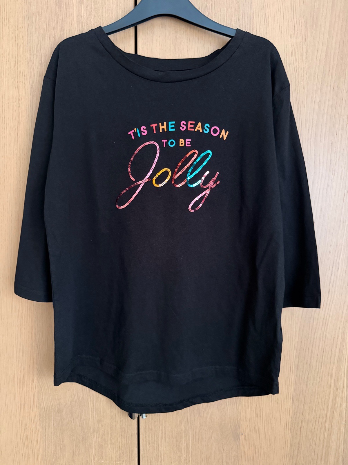 F&F Black Sequin Joy Christmas Sweatshirt Size 12 New With Tags
