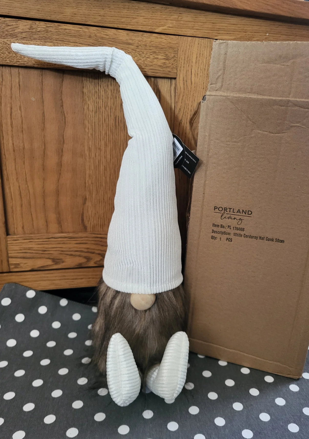 White Corduroy Hat Gonk 50cm
