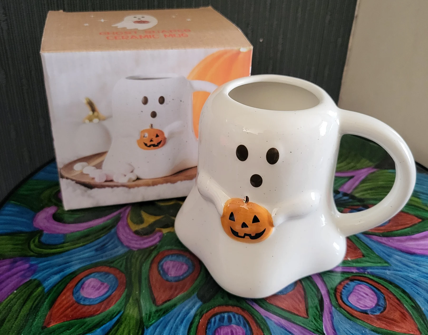 Ghost Mug with pumpkin