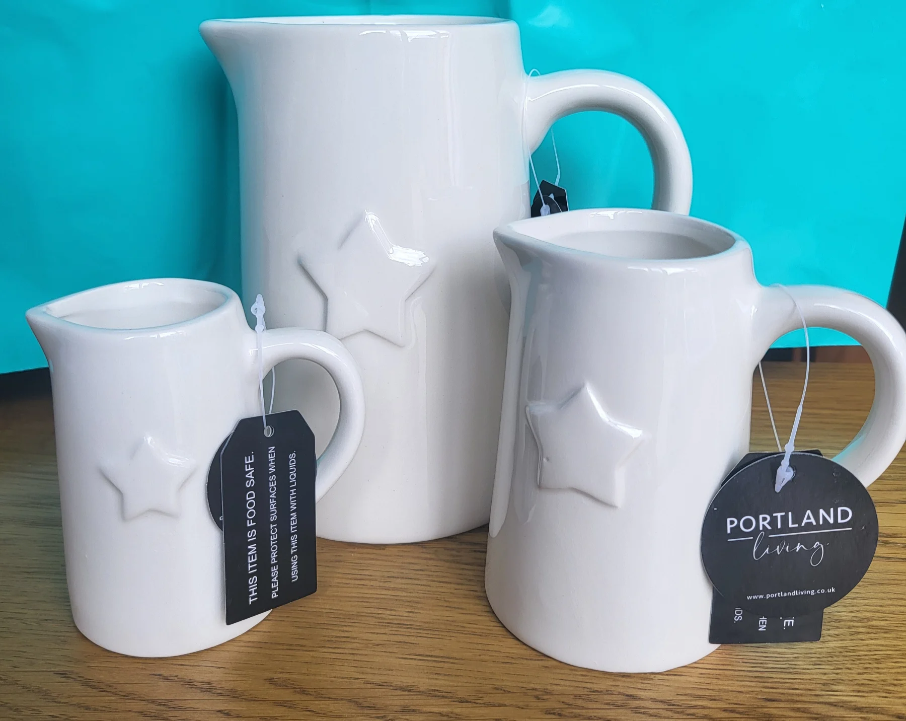 Portland Living Off-White Ceramic Star Jug Set (Set of 3)
