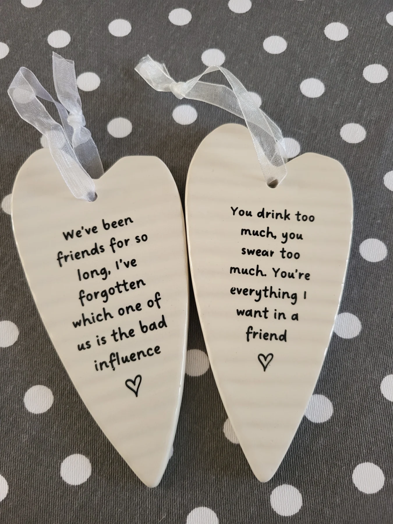 Friend hanging heart ornaments