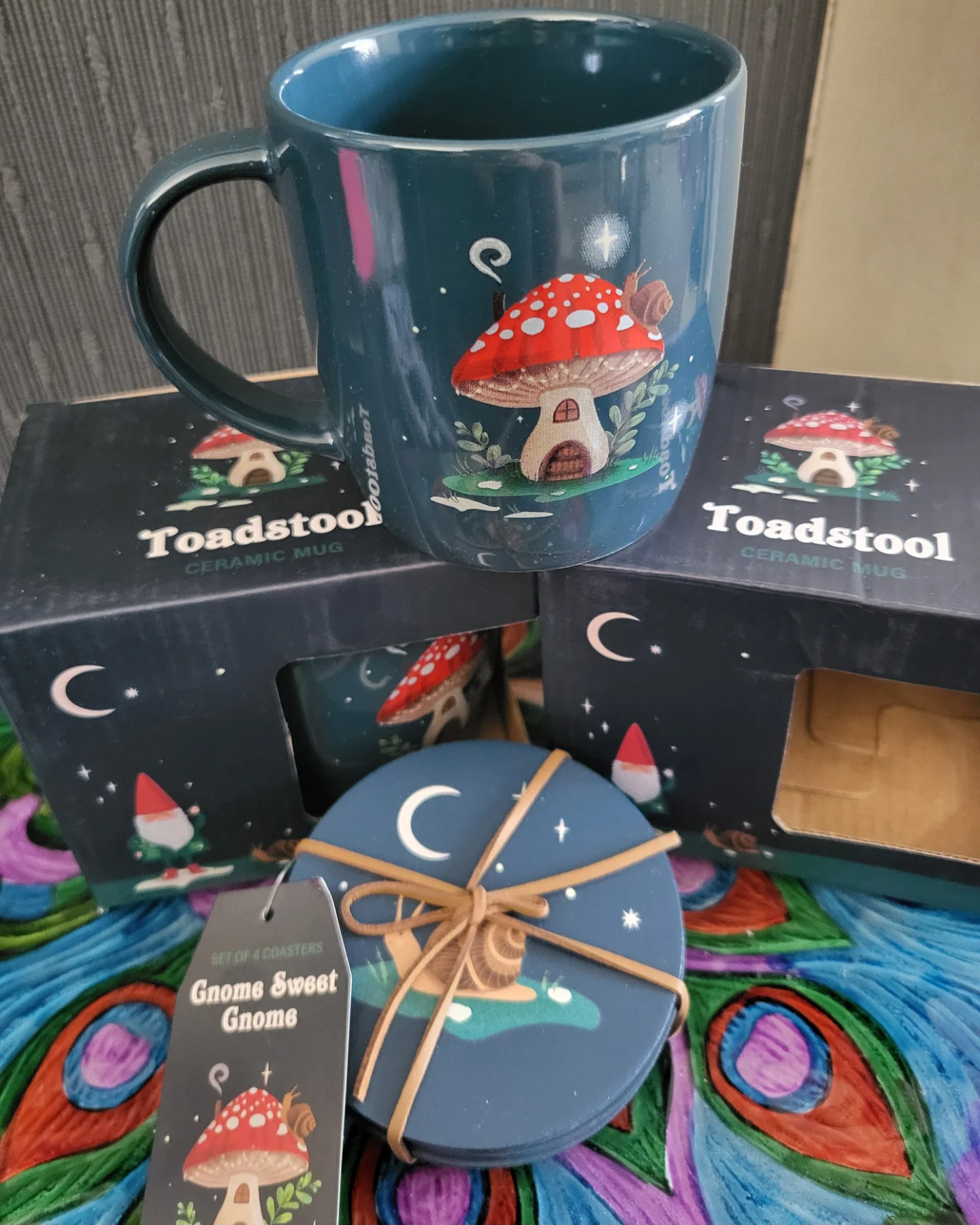 Toadstool Mugs x 2 and coasters
