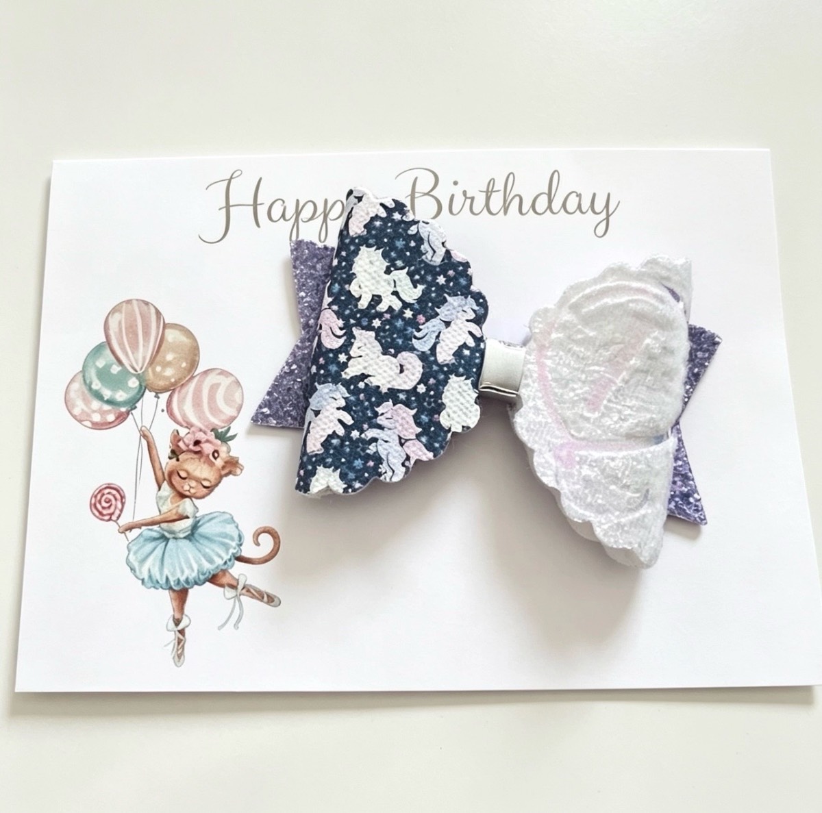 Girls Unicorn Hair Bow Clip – Perfect for 1st Birthday