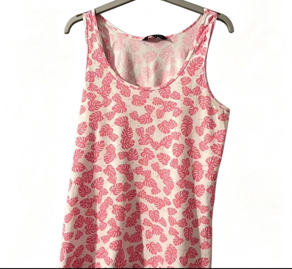 Peacocks White/Cream & Pink Leaf Print Vest Top | Size 8