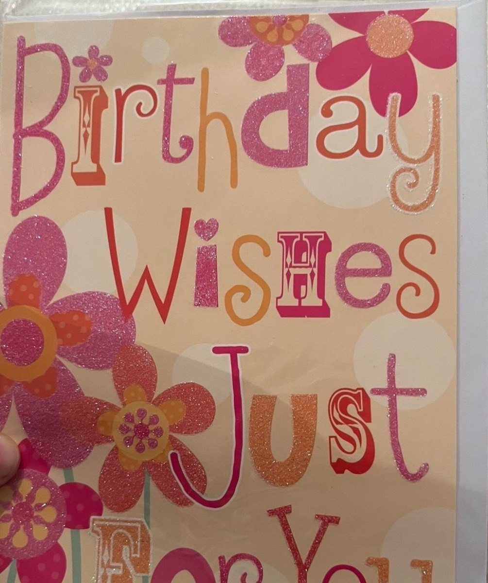 Birthday Wishes Just For You Card | Glitter Floral Design + Envelope