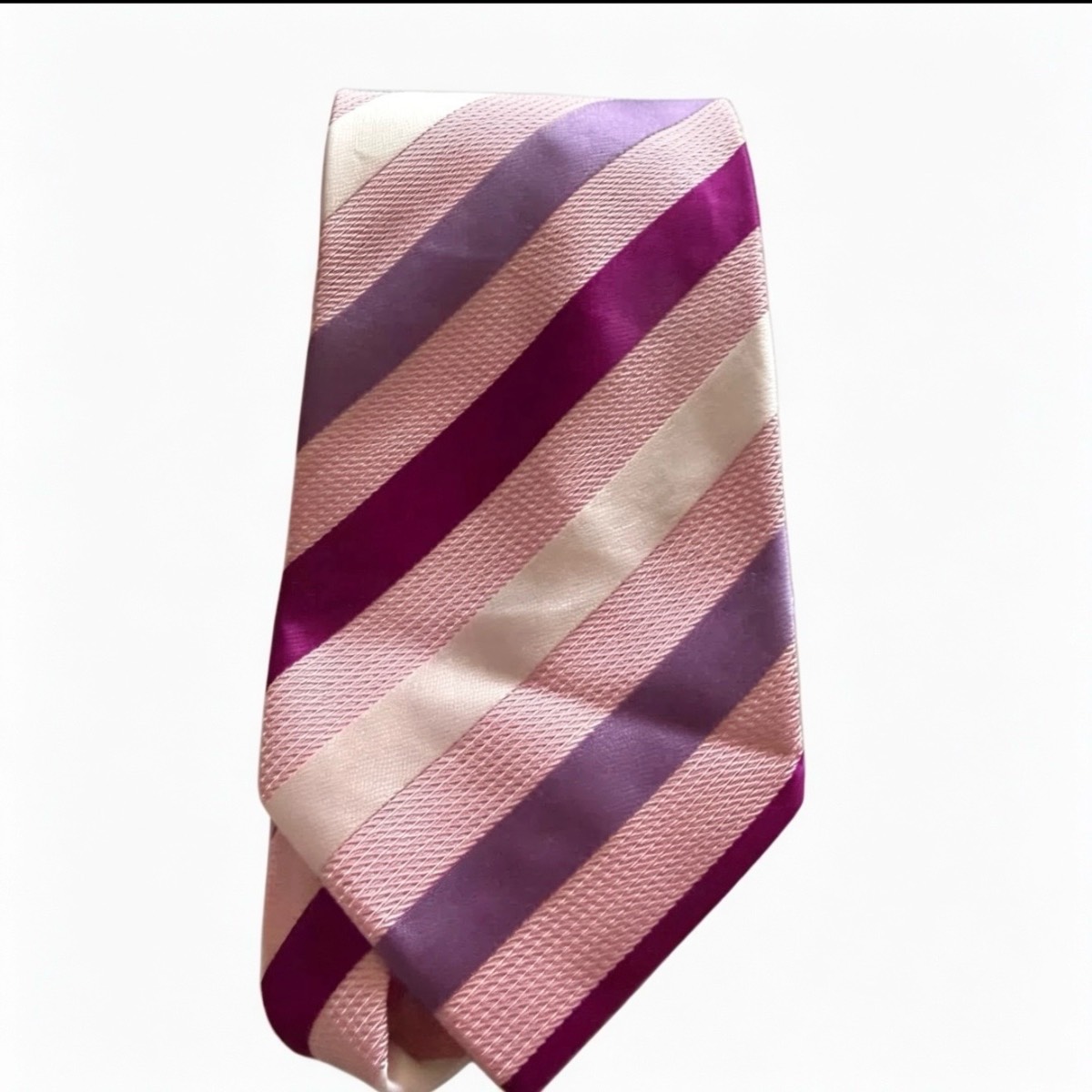 Men’s Racing Green Silk Tie | Pink & Purple Striped