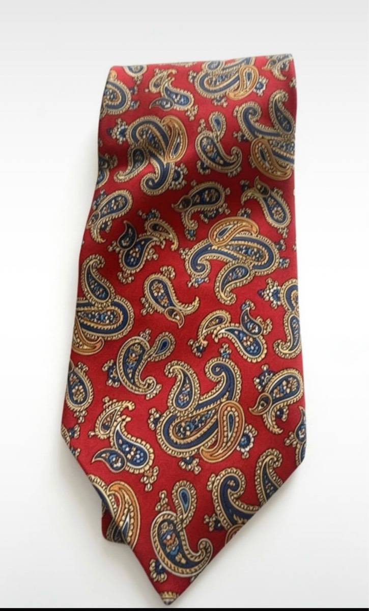 Men’s Canda 100% Silk Tie – Red & Multicoloured Paisley Pattern