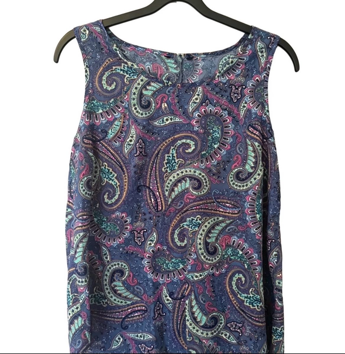 Women’s Blue & Multicoloured Sleeveless Top with Paisley Print