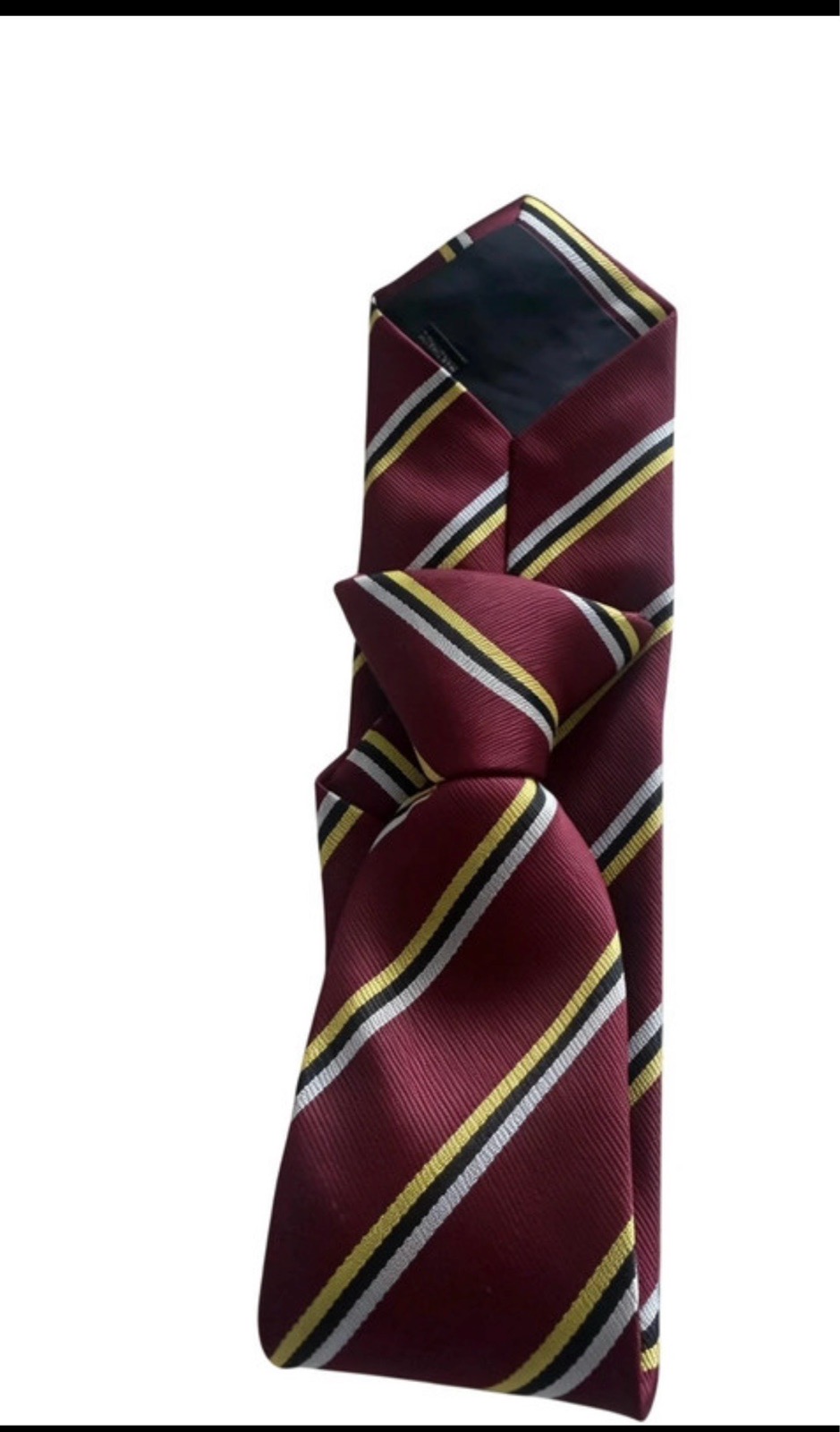 Men’s Polyester Clip-On Tie – Maroon Stripe Pattern / Small Hole