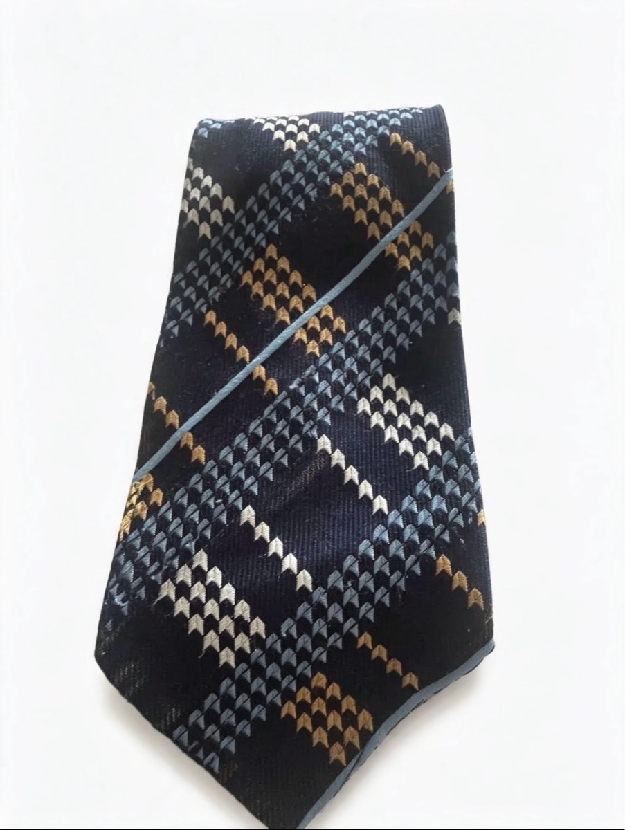 Men’s Navy Geometric Pattern Tie | Polyester Smart Formal Necktie