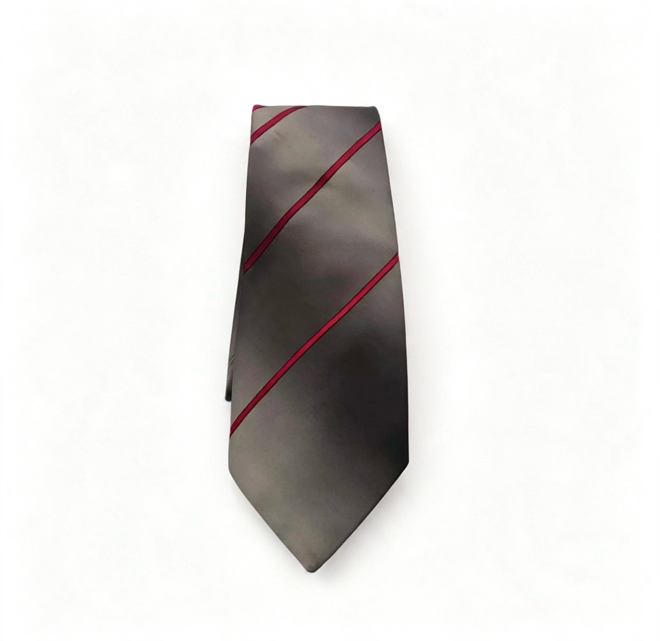 Men’s Jean Pierre Tie — Grey & Red Diagonal Stripes — Classic Formal Necktie