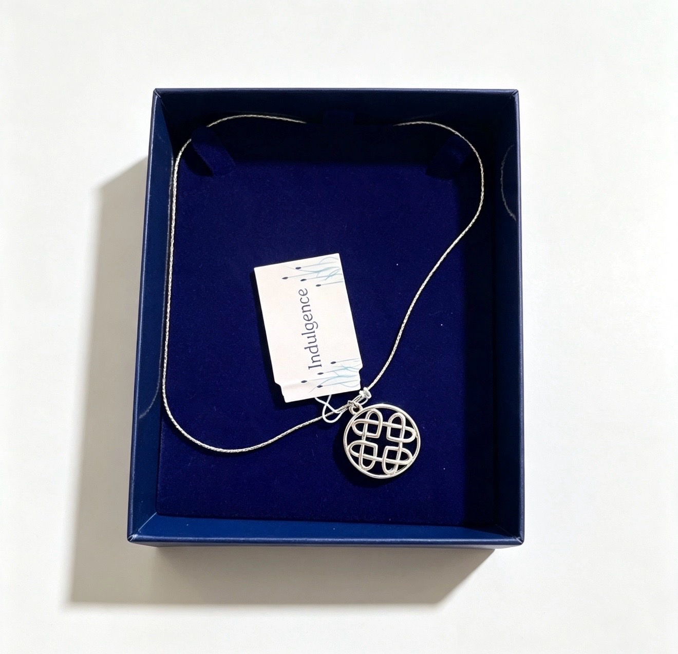 Indulgence Celtic Knot Pendant Necklace — Silver Tone New in Box