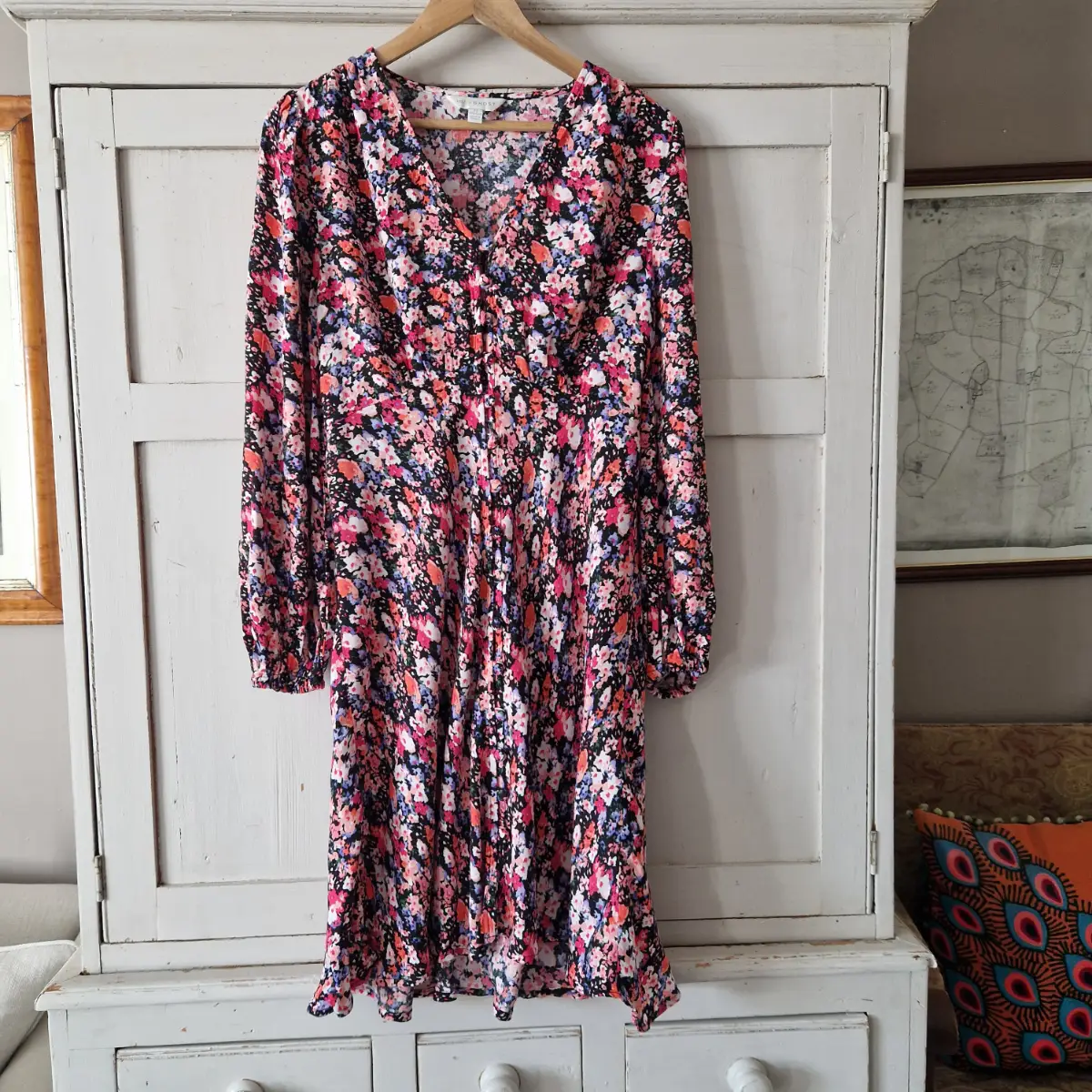 M&S X Ghost floral button front tea dress UK 10