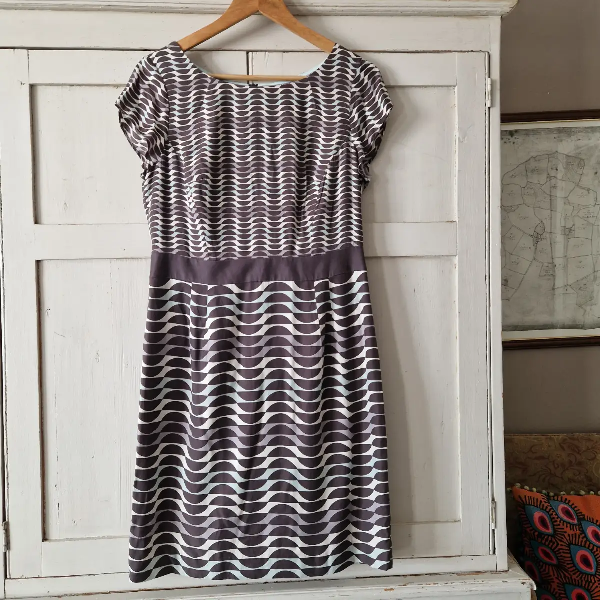 Boden silk blend geometric shift dress UK 12