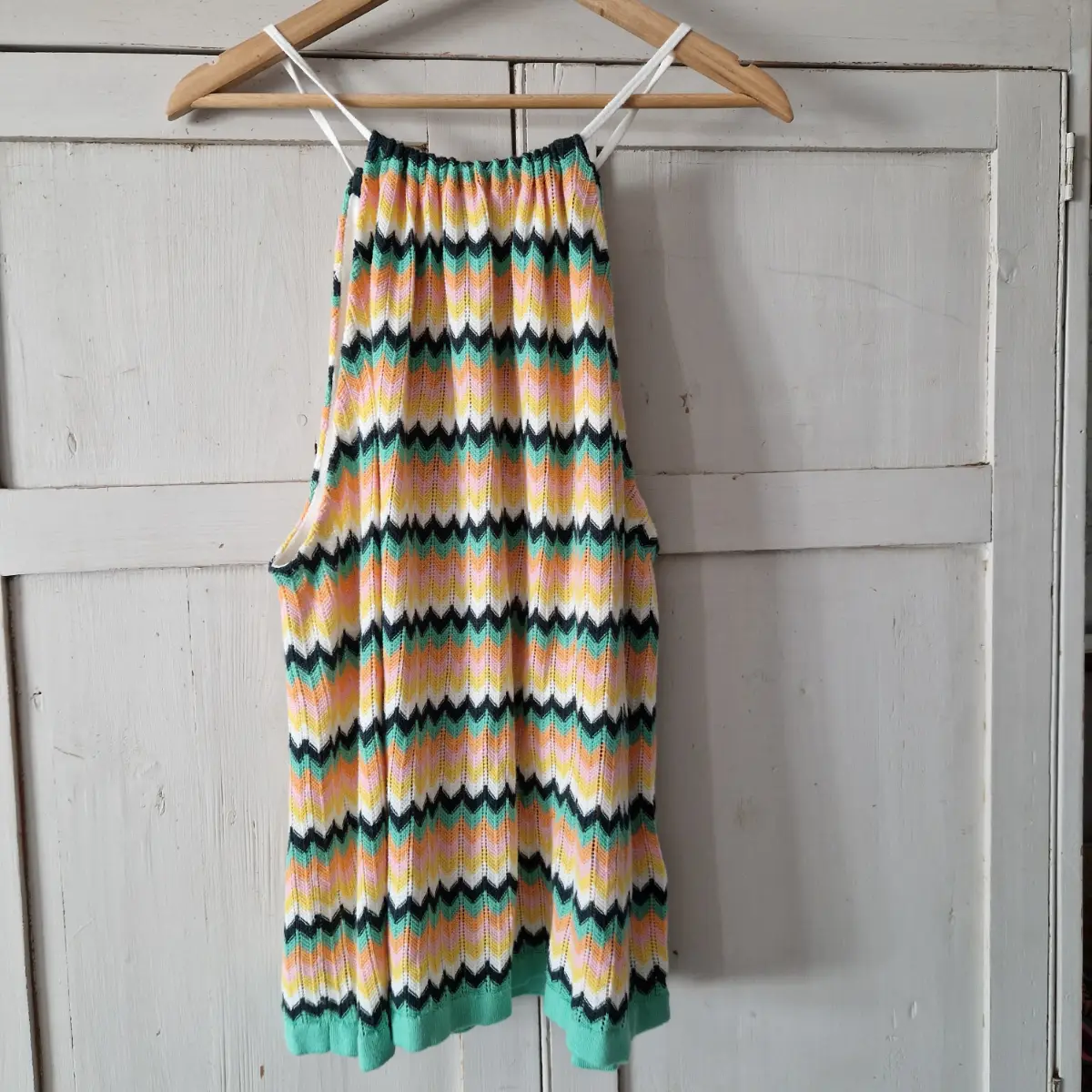Hush Chevron Knit Halterneck Top XL Multicolour Cotton Blend