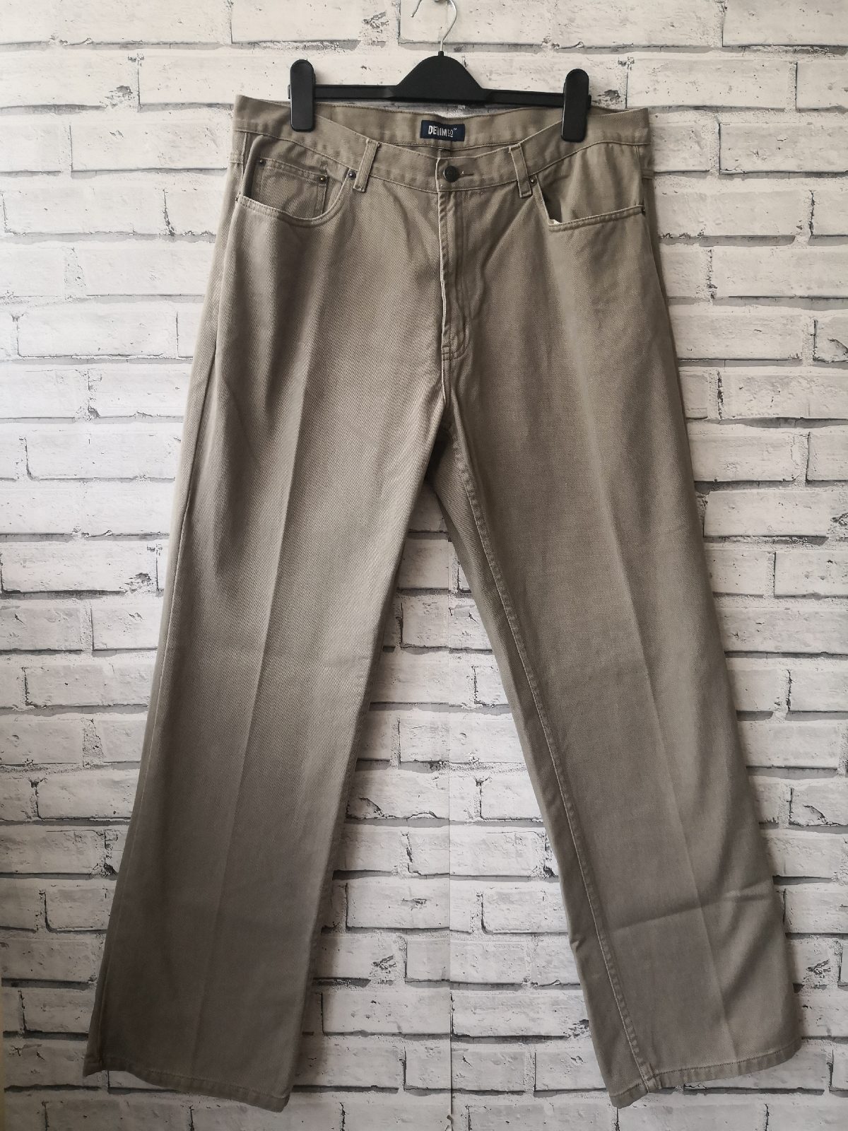 Denim Co. Men's Dark Beige Trousers Straight Leg 100% Cotton Size 36" W (S03)