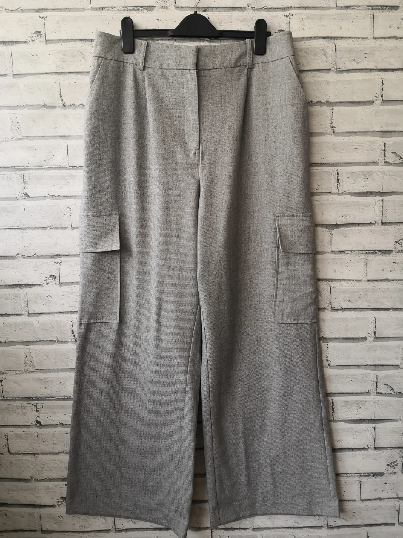 F&F Women's Light Grey Wide Leg Tailored Combat Style Trousers Size 16 (LP03)