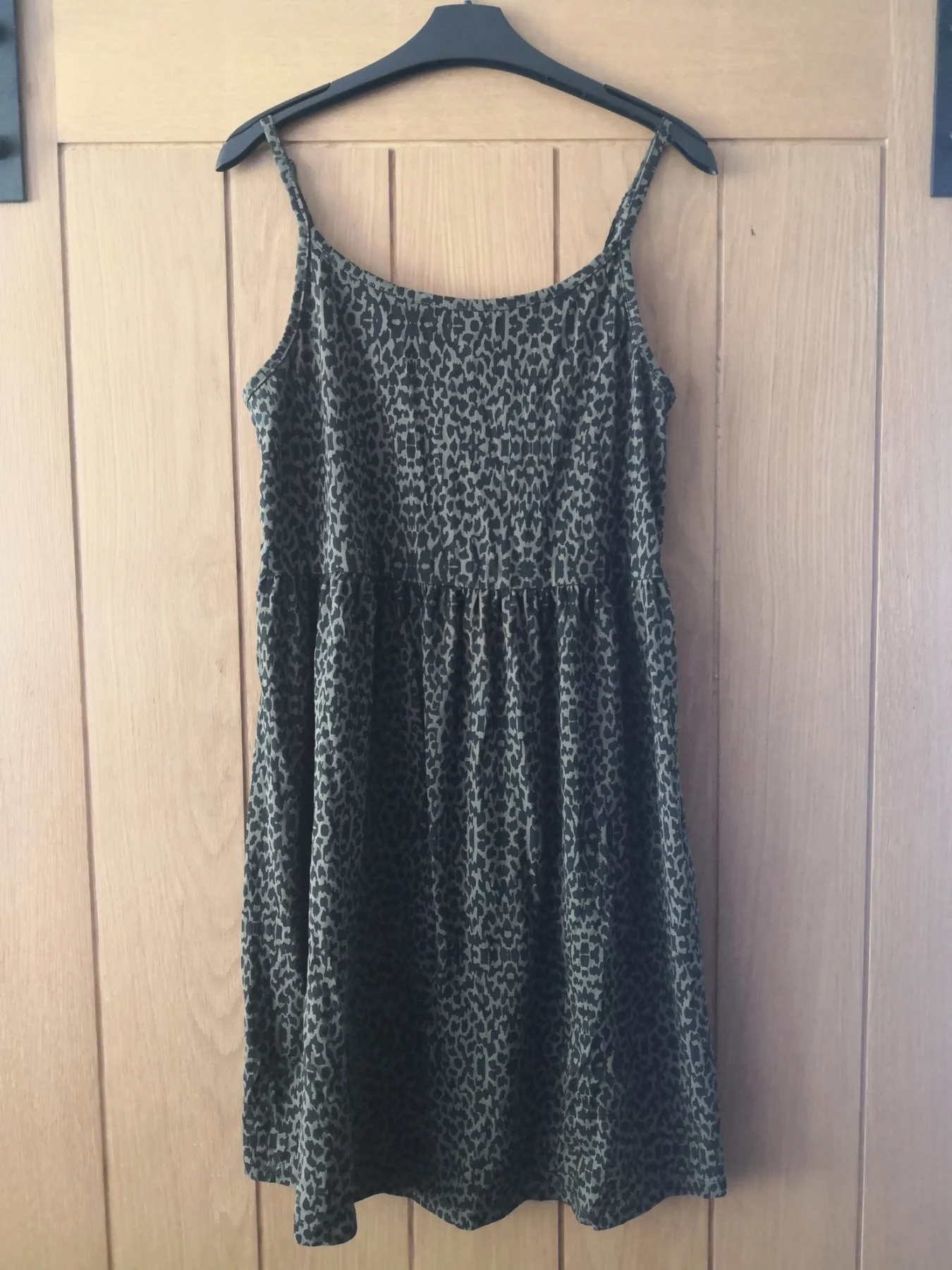 George Women's Summer Dress Green Animal Print Sleeveless Midi Cotton Size 10 (LW01)