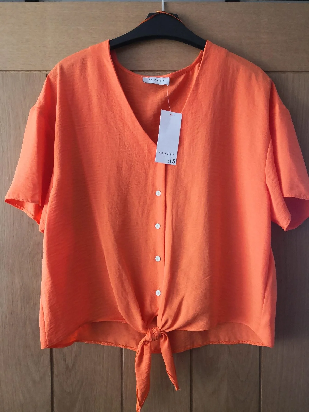 Papaya Women's Orange Lightweight Blouse Short Sleeves Button up Size 12 BNWT ((V01)