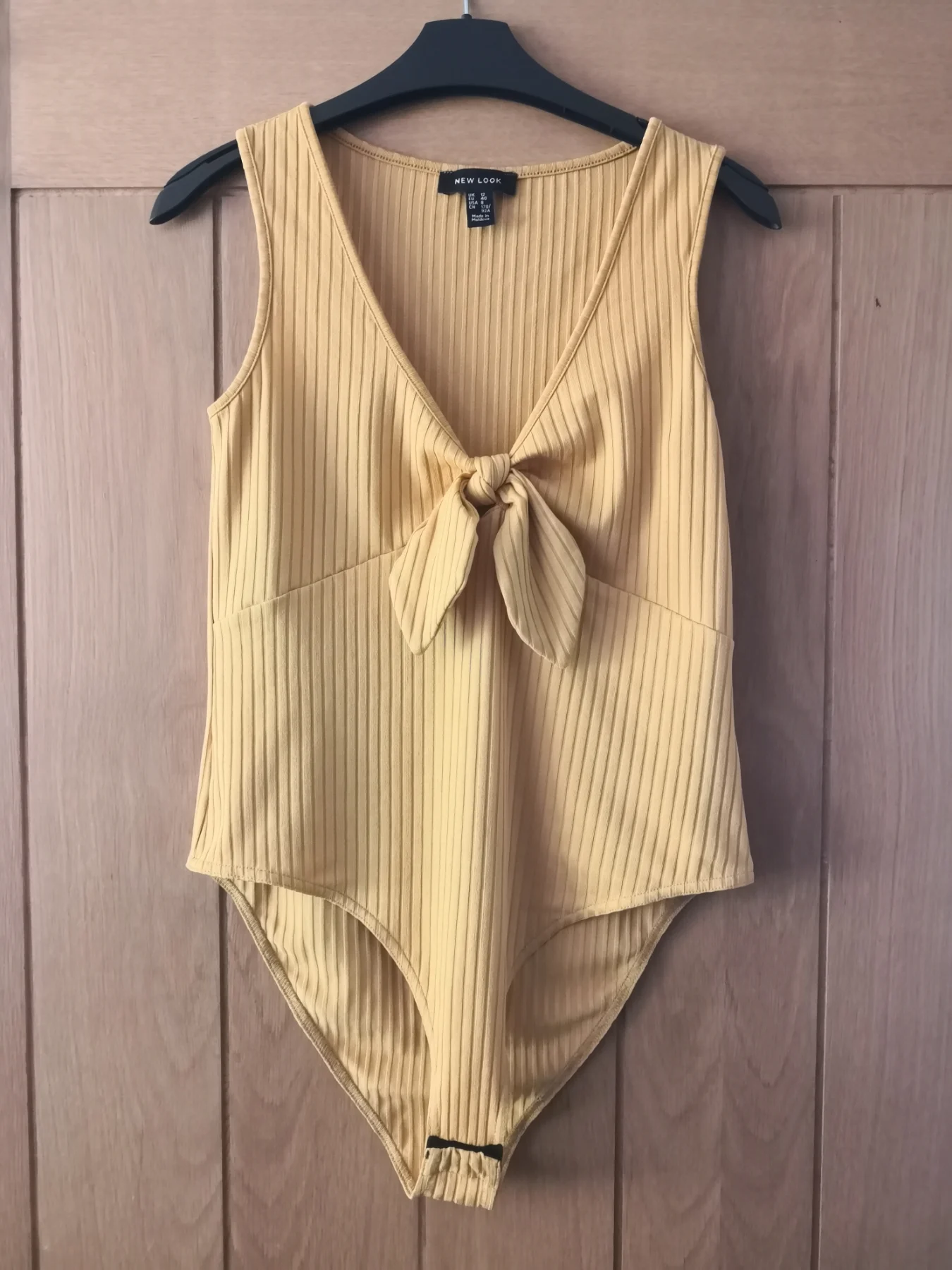 New Look Women's Body Suit Mustard Sleeveless Stretchy Knot Design Size 12 (LW01)
