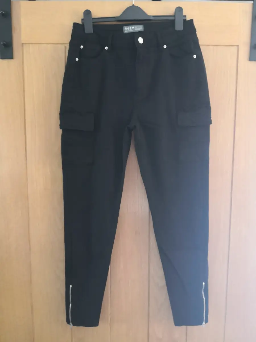 Primark Women's Black Combat Style Jeans Black Size 12 (N)
