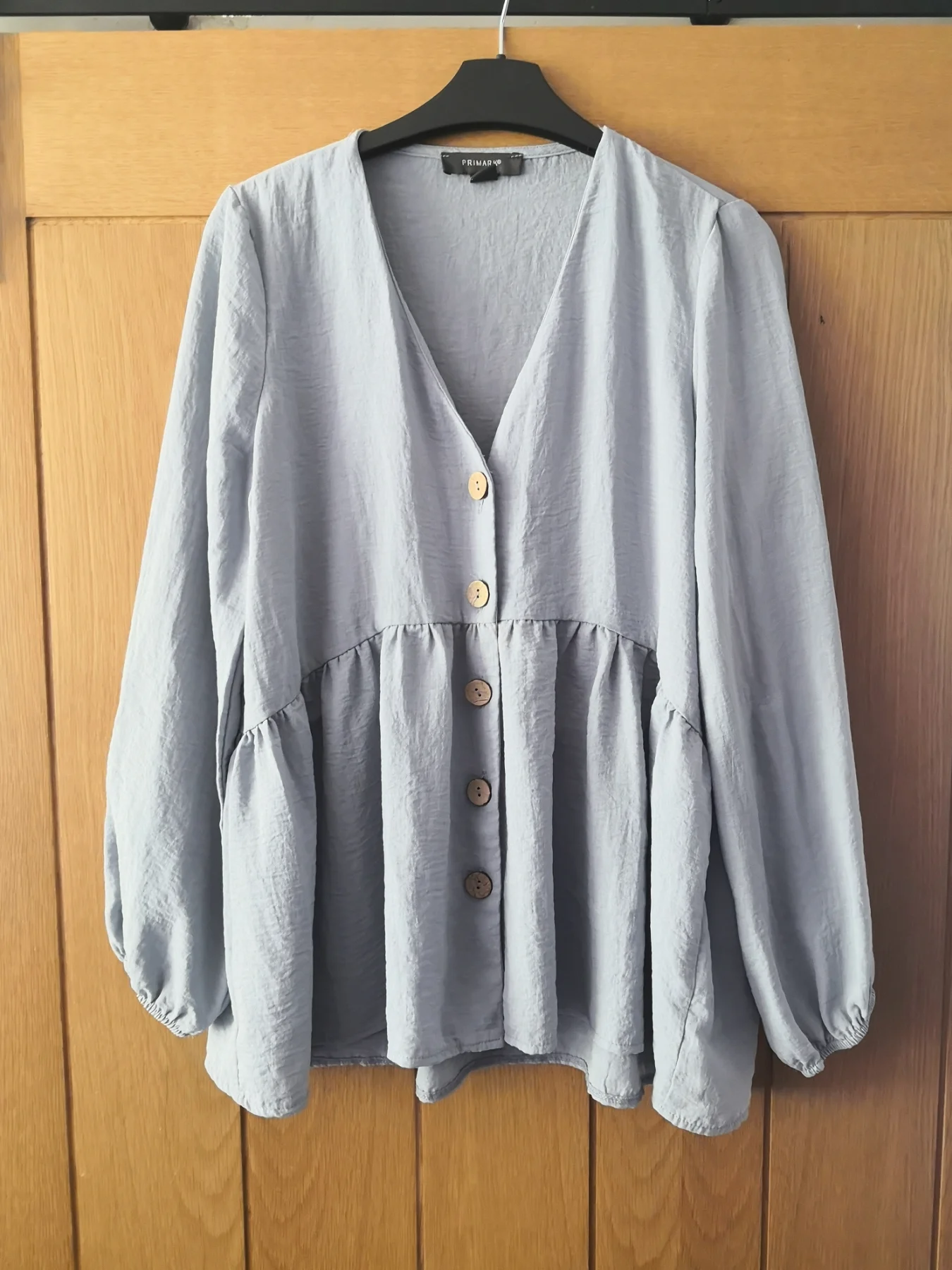 Primark Women's Blue/Grey Blouse Loose Fitting 3/4 Length Sleeves Size 10 (LW01)