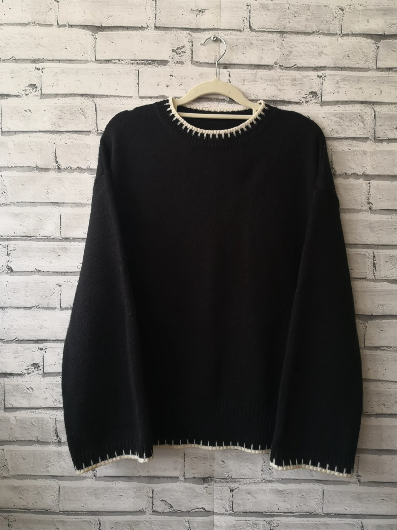 Shein Women's Black Knitted Style Jumper Stretchy Long Sleeves Size M (VN03)