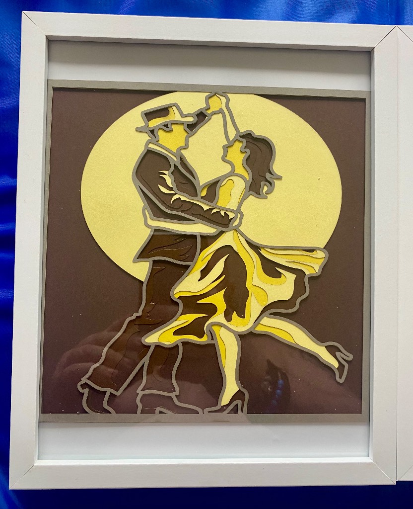 Framed 3D Layered Art – Dancing Couple / Ballroom Dance | 20x25cm | Handmade