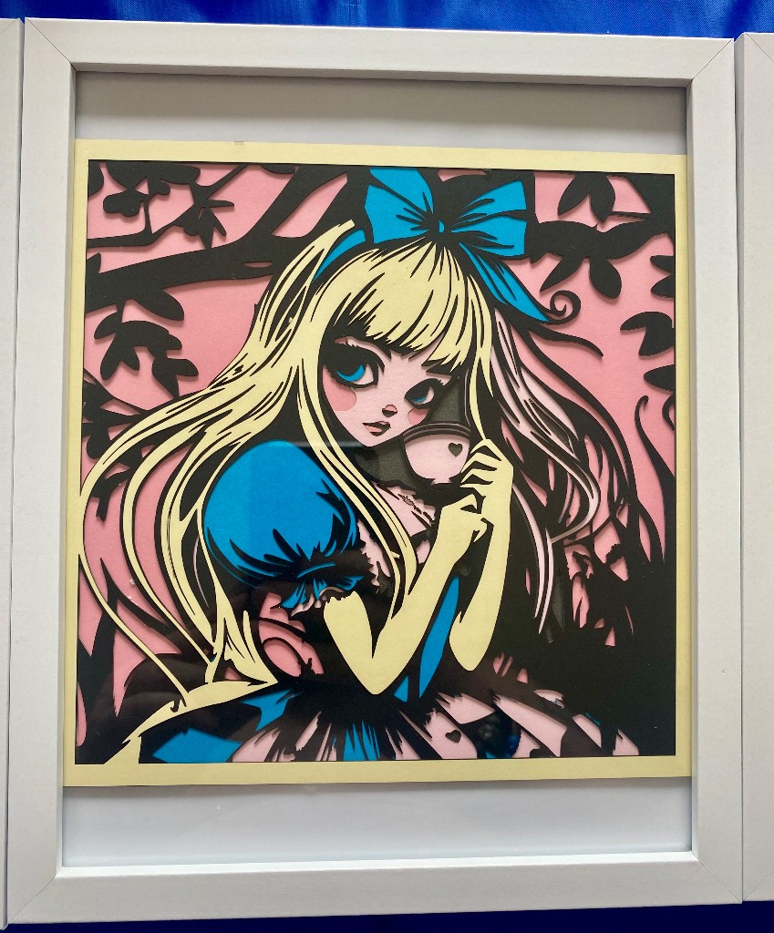 Framed 3D Layered Art – Cheshire Cat Alice in Wonderland | 20x25cm | Handmade