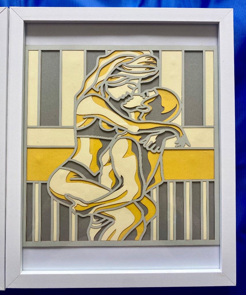 Framed 3D Layered Art – Romantic Couple Embrace | 20x25cm | Handmade