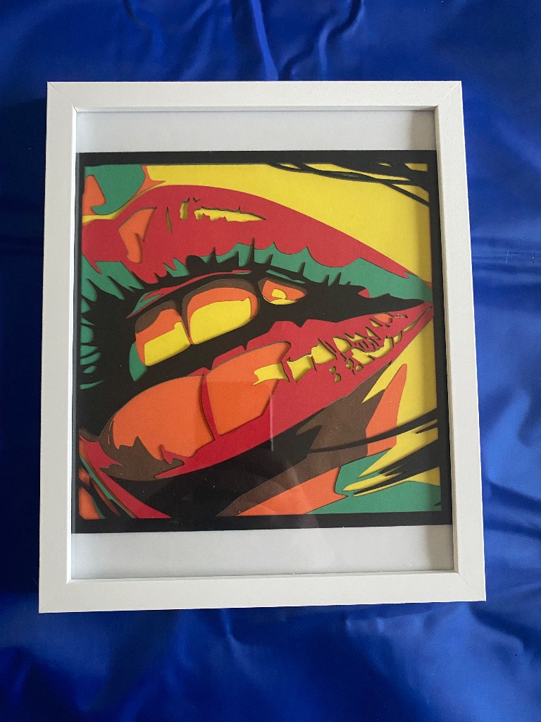Framed 3D Layered Art – Bold Pop‑Art Lips & Eyes | 20 × 25 cm | Handmade