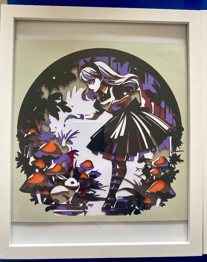 Framed 3D Layered Art – Alice in Wonderland Mushroom Scene | 20x25cm | Handmade