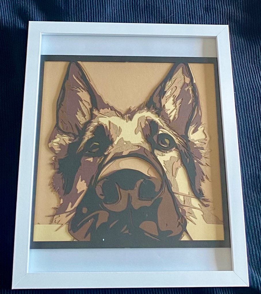Framed 3D Layered Art – German Shepherd Portrait | 20 × 25 cm | Handmade