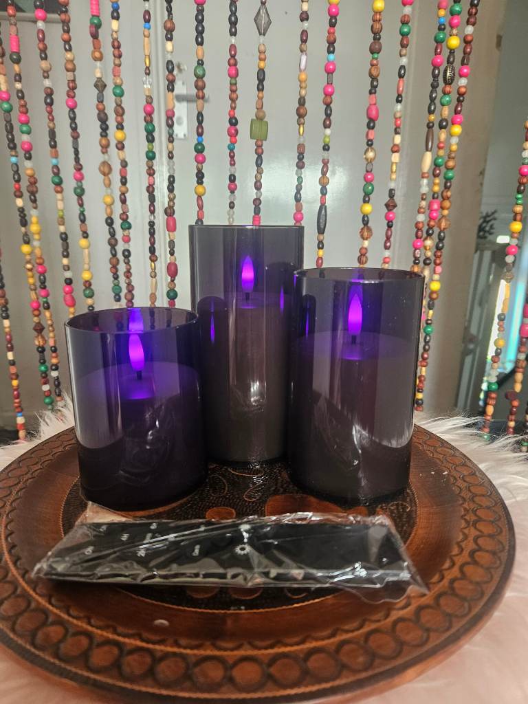 led flameless candles black with purple lights