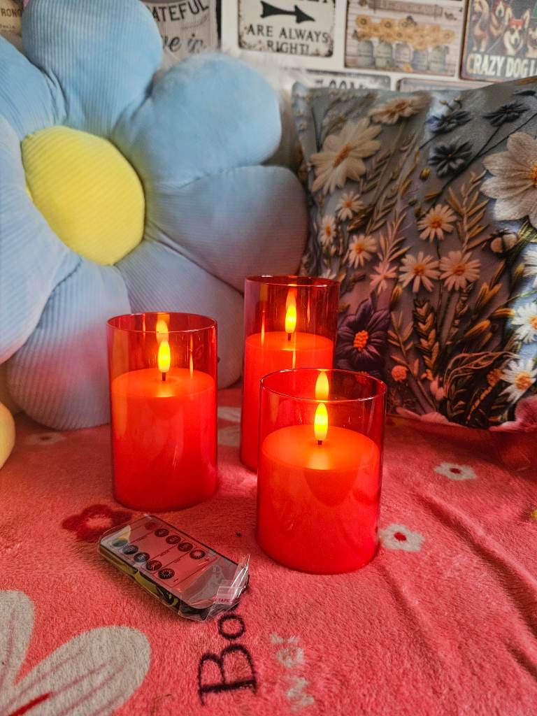 Flameless Flickering Candles x 3