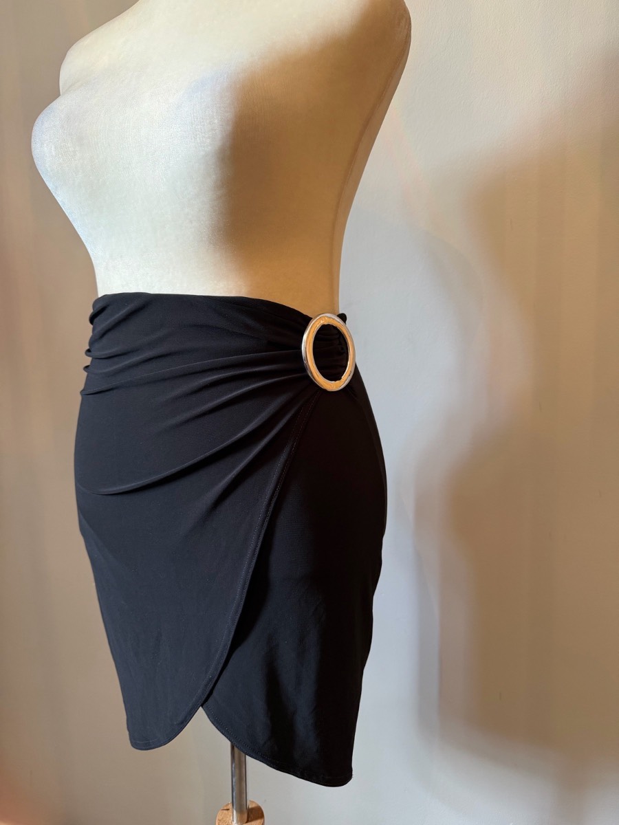 KRISP Black Wrap Mini Skirt | Silver Ring Detail | Size 12 | New With Tags