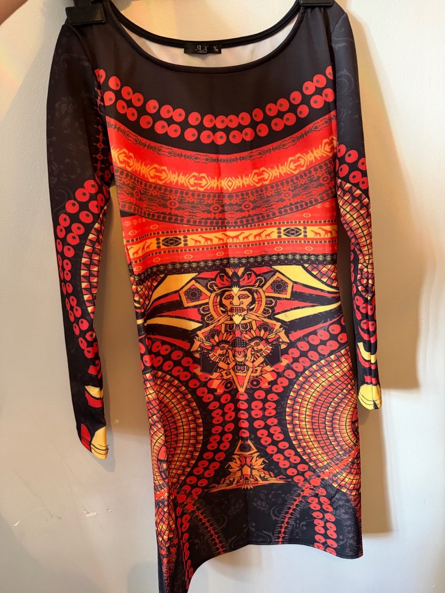 AX London Tribal/Aztec Print Bodycon Mini Dress | Long Sleeve | Size S/M