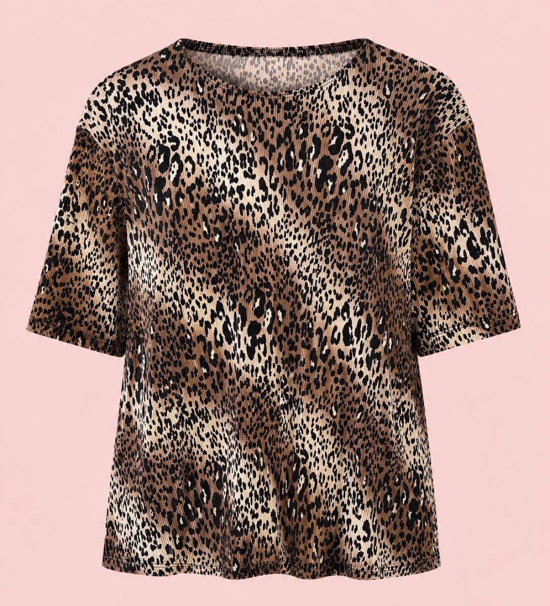 Dept 89 Leopard Print Pleated Top – Size 20-22 – Animal Print Stretch Top BNWT