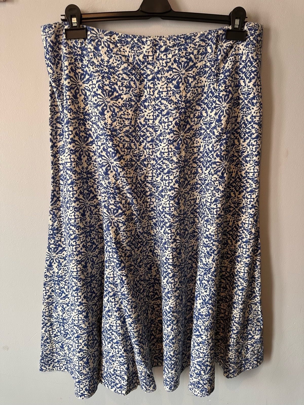 Vintage BHS Profile Navy & Cream Linen Blend Maxi Skirt – UK 16
