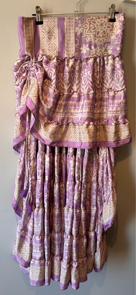 Boho Silk Blend Strapless/Bardot Hi-Low Top – New Without Tags
