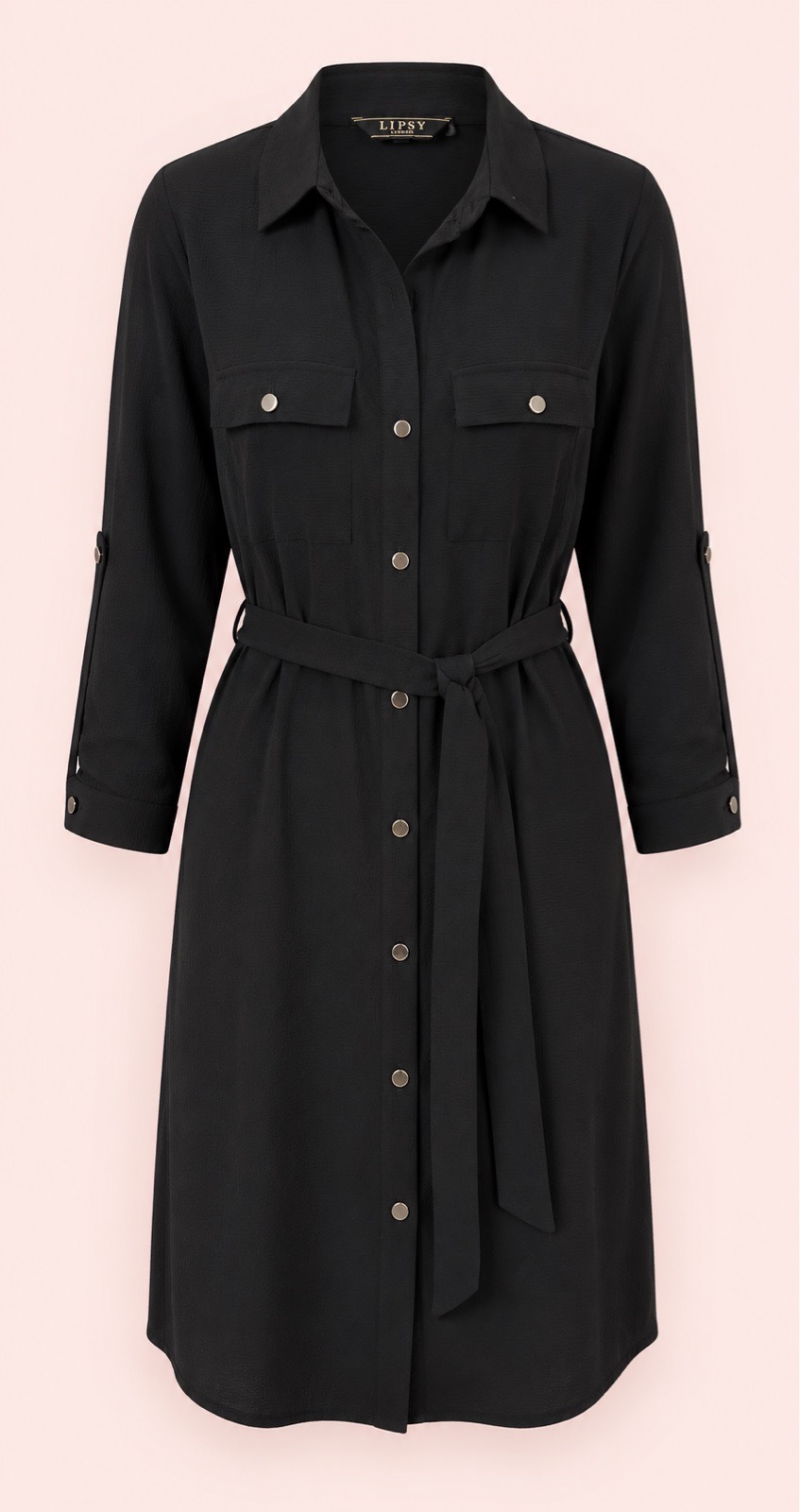 Lipsy London Black Utility Shirt Dress with Belt – UK 10 New Without Tags