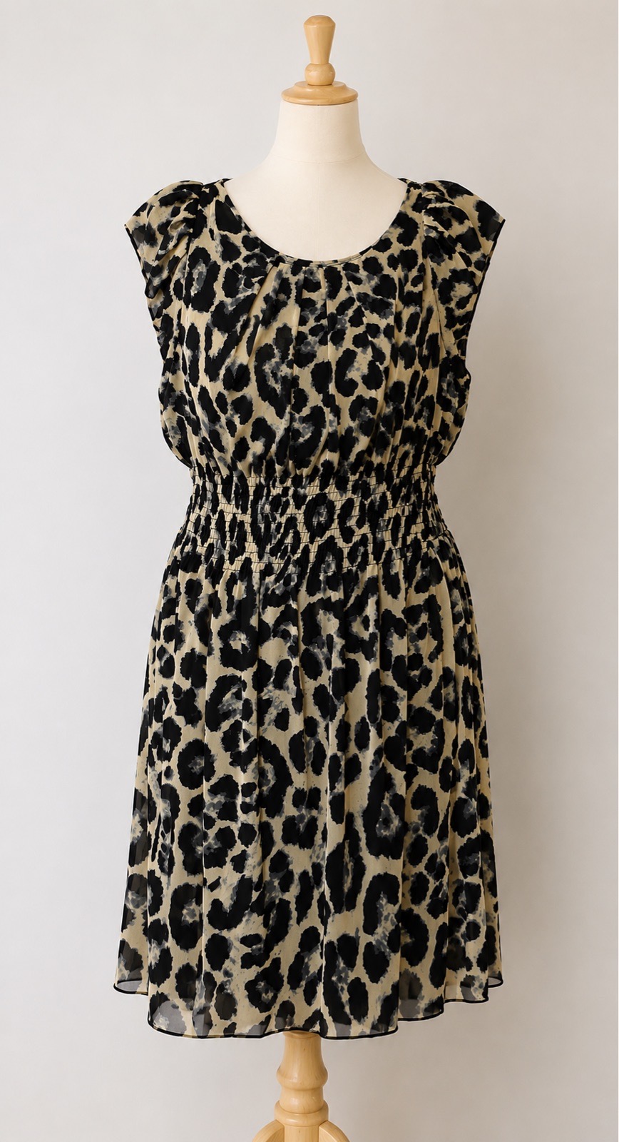 AX Paris Leopard Print Shirred Waist Dress – Size 12 – BNWT – Animal Print Party / Y2K Glam