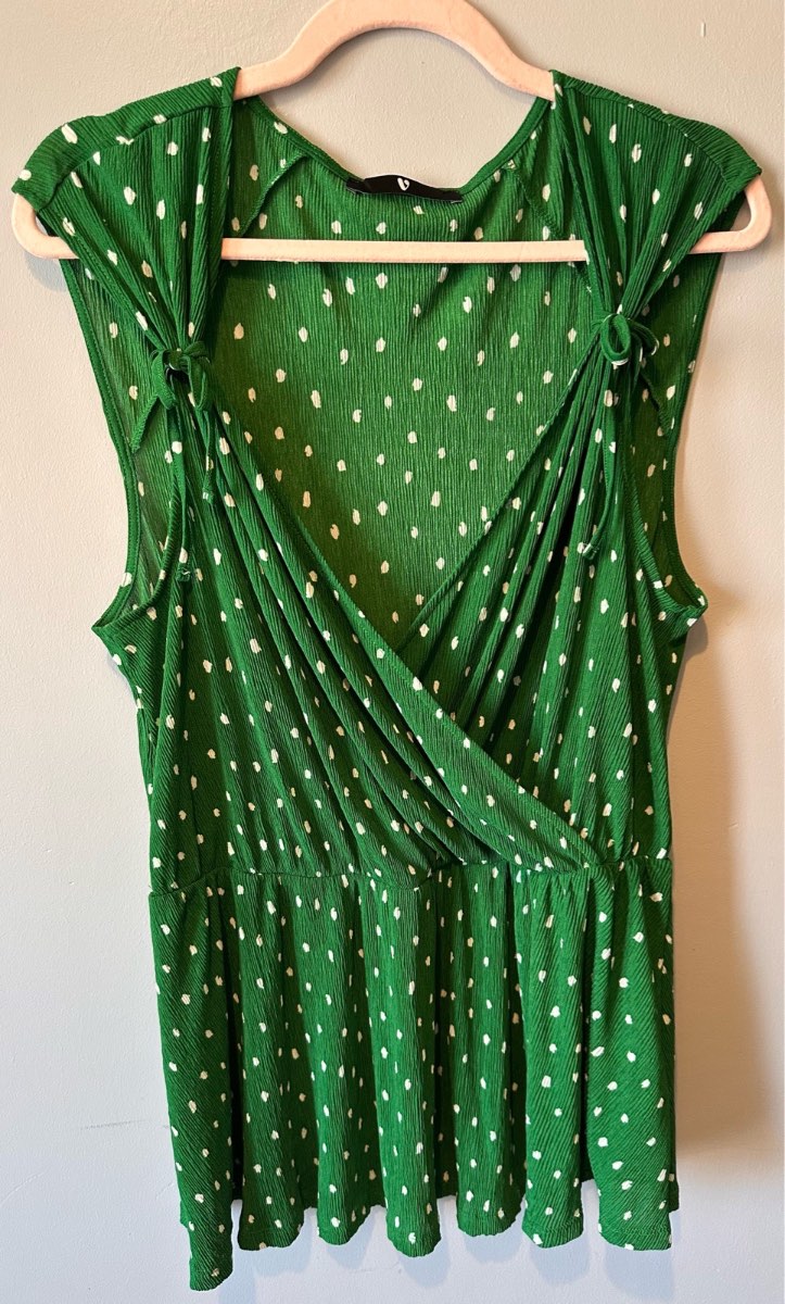 By Very Green Textured Spot Wrap Style Top – UK 14
