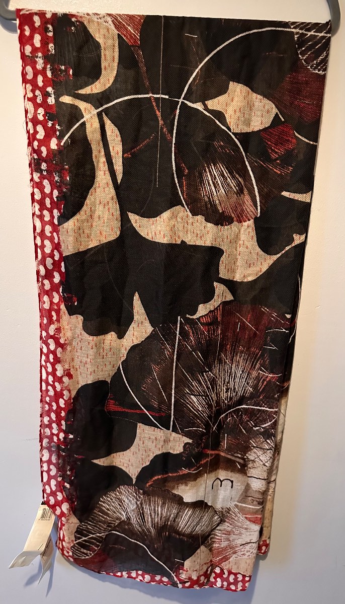 Gerry Weber Accessories Abstract Floral Scarf – Burgundy, Black & Beige – New With Tags