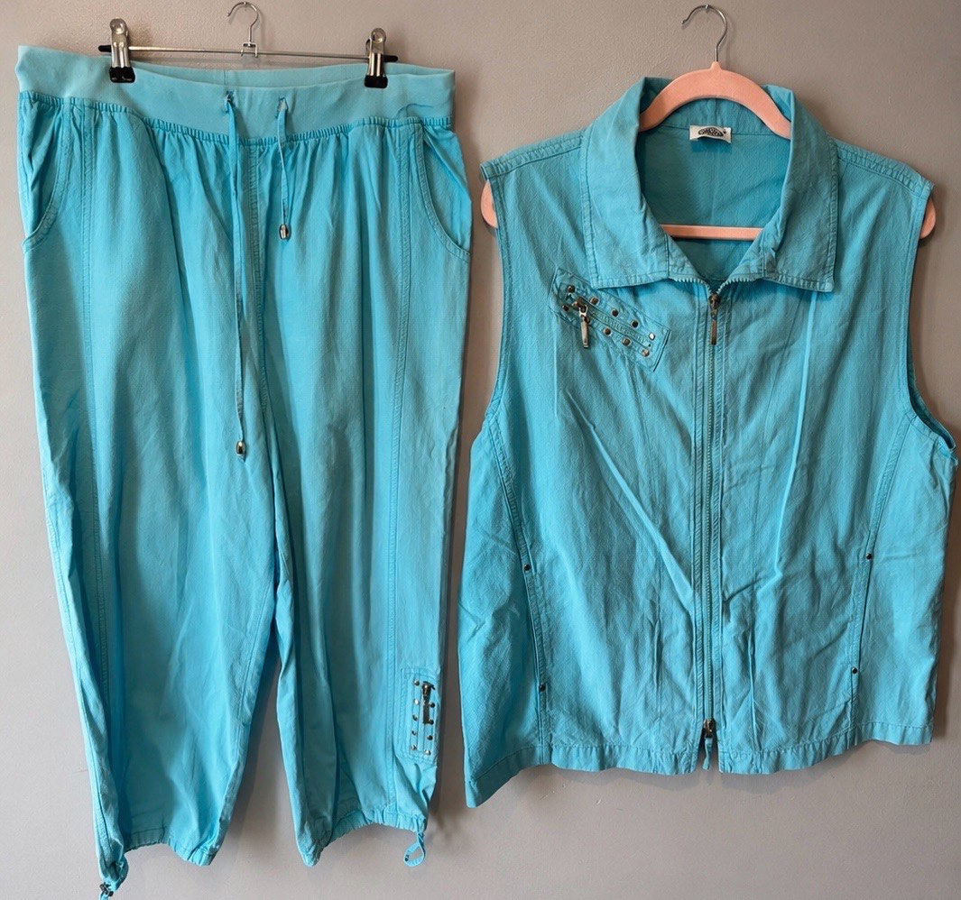 Y2K Aqua Blue Cotton Co-Ord Set – JAGRO – Size 46