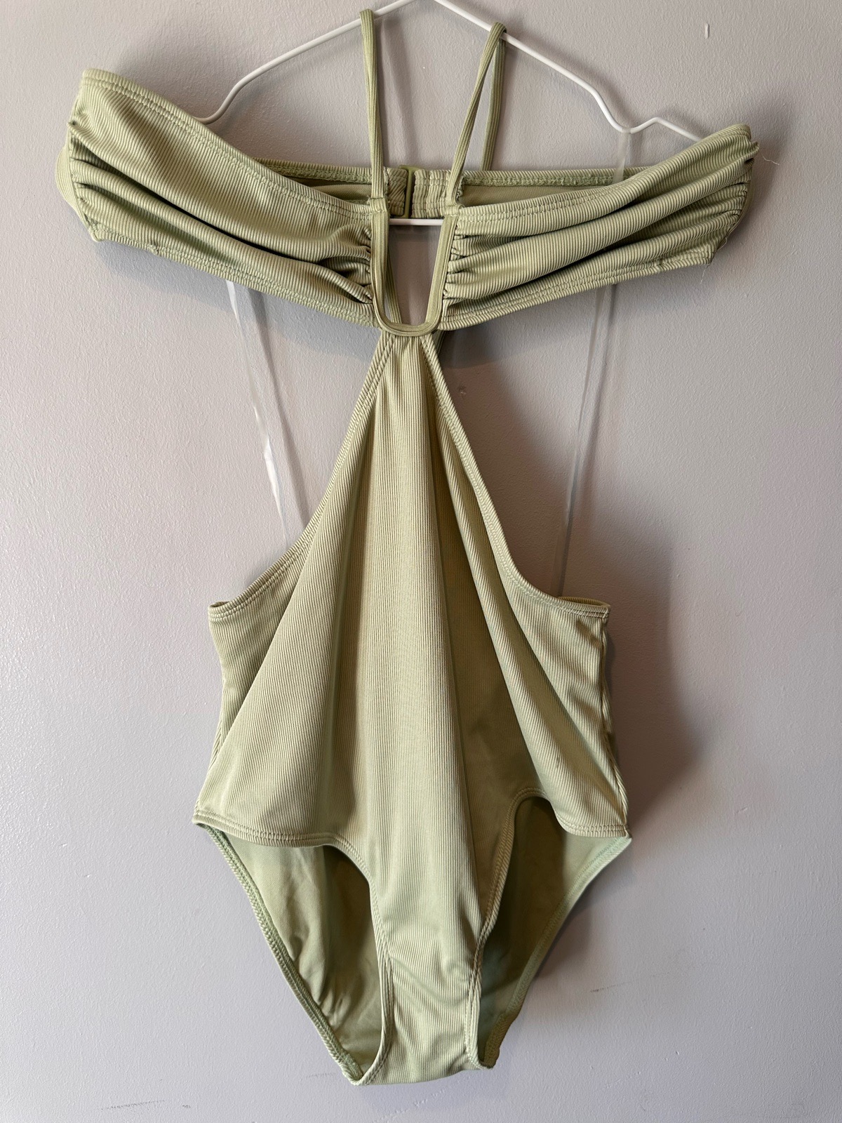 Primark Light Green Ribbed Cut-Out Swimsuit UK 14 BNWT | Y2K Festival Holiday