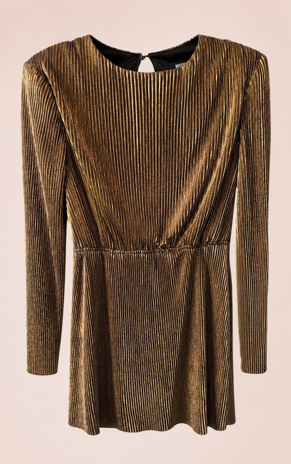 Missguided Gold Metallic Pleated Open Back Mini Dress – UK 6 | Y2K 80s Party Glam