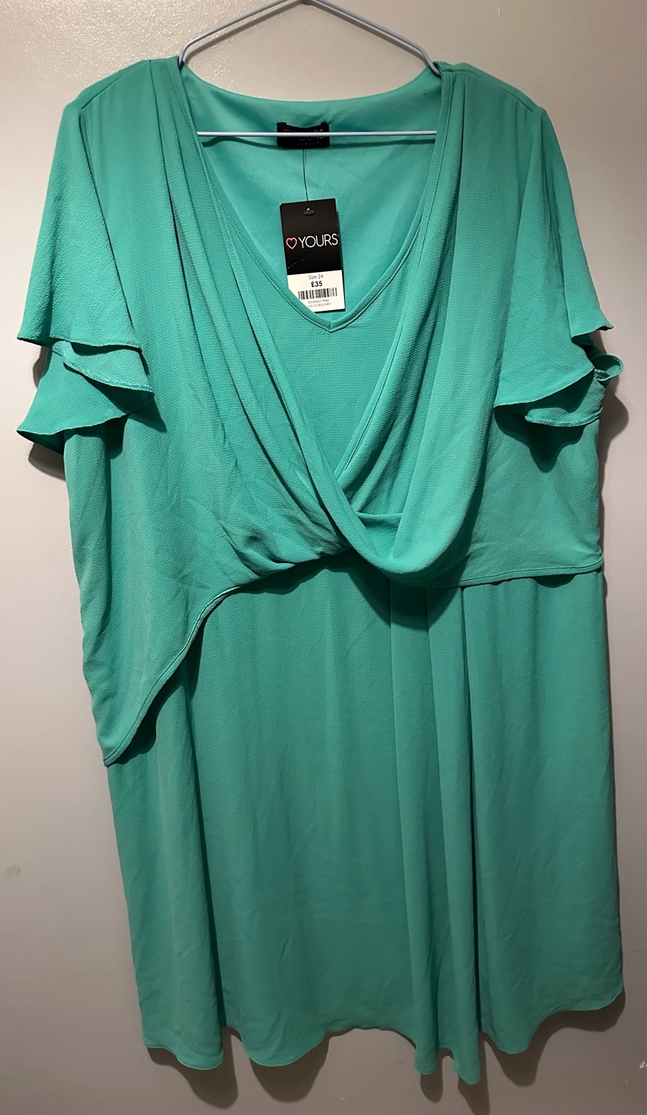 Yours London Size 24 Green Teal Layered Flutter Sleeve Midi Dress – BNWT Plus Size Occasion Wedding