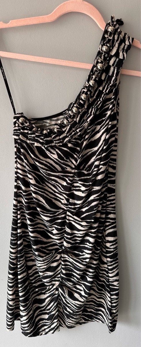 Madam Rage Zebra Print One Shoulder Dress – New With Tags – UK 12